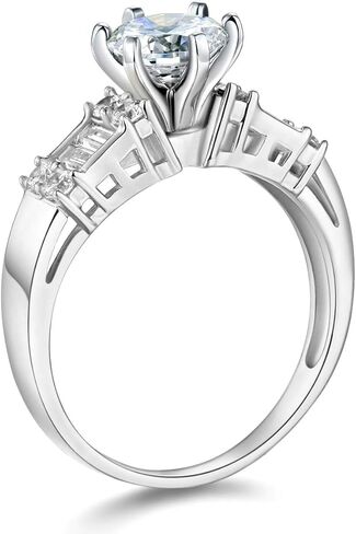 14k White Gold Solid Wedding Engagement Ring and Wedding Band 2 Piece Set - Size 9 in Kuwait