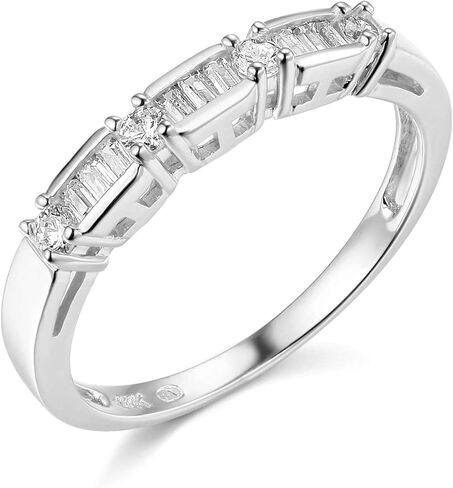 14k White Gold Solid Wedding Engagement Ring and Wedding Band 2 Piece Set - Size 9 in Kuwait