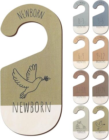 Baby Closet Dividers - Set of 8 Wooden Double-Sided Baby Clothes Organizer from Newborn to Toddler for Daily Gender-Neutral Baby Nursery Decor in Saudi Arabia
