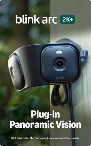 Blink Arc – Plug-in Panoramic Vision, 180° coverage, Mini 2K+ dual-camera security, single power source – 2 cameras (Black) in Saudi Arabia