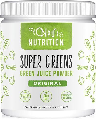 Super Greens Powder Organic Blend: Non-GMO Supplement, includes Spirulina, Alfalfa, Spinach, Probiotics, Fiber and Digestive Enzymes, No Artificial Sweeteners, 30 Servings in Saudi Arabia