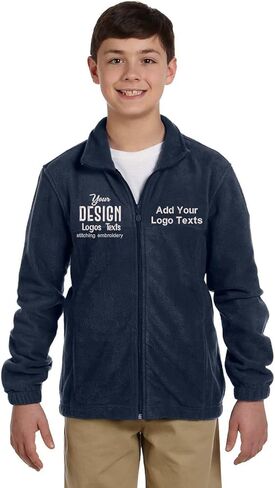 INK STITCH Unisex Kids Youth M990Y Custom Embroidery Personalized Warm Fleece Zip Up in Saudi Arabia