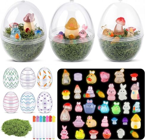 Pinkunn 10 Sets Easter DIY Snow Globe Craft Kit Easter Egg Globes Making Kit Make Your Own Luminous Bunny Crafts with Mini Glowing Figurines Accessories for Party Favor Home Decor Classroom Activities in Saudi Arabia