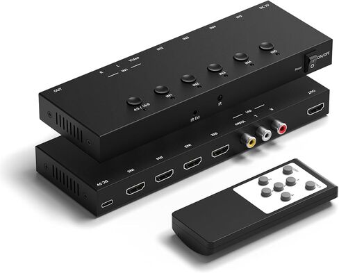 محول 8 منافذ RCA إلى HDMI، محول AV مزدوج إلى HDMI يدعم 16:9/4:3 مركب إلى HD MI محول يدعم 1080P PAL/NTSC متوافق مع Sega/Xbox/PS1/PS2/PS3/WII/N64/VHS، VCRs، ومشغلات DVD in Kuwait