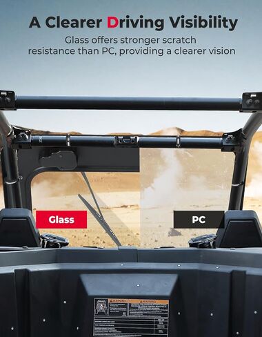 الزجاج الأمامي للممسحة الكهربائية KEMIMOTO PRO XP للسفر في يوم ممطر متوافق مع Polaris RZR PRO XP/RZR Turbo R 2020-2024، نافذة زجاجية أمامية كاملة مقاومة للخدش، الوضع التلقائي in Kuwait