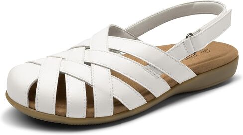 صنادل Rihero مغلقة عند الأصابع للنساء، صنادل مريحة لدعم قوس القدم للمشي على شكل صياد السمك مع حزام قابل للتعديل in Kuwait