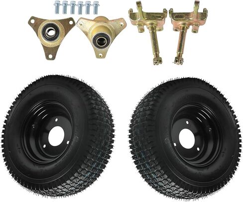 قطعتان من إطارات العجلات مقاس 13x5.00-6 ومجموعة إطارات مع محور عجلات أمامي مقاس 17 مم ومفصل توجيه، مجموعة إطارات بدون أنبوب مقاس 13x5x6 لدراجة Go Kart Buggy الصغيرة وجزازة العشب الرباعية ATV in Kuwait