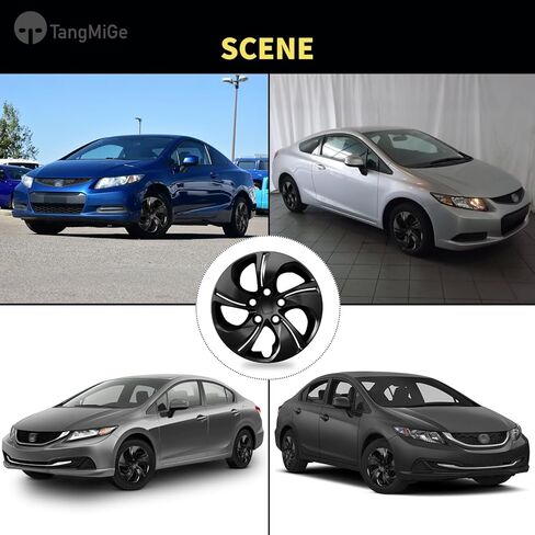 أغطية محور TangMiGe 4 عبوات متوافقة مع Honda Civic 2013 2014 2015، 15 بوصة 15 بوصة، أغطية العجلات، 44733-TR3-A00، يرجى مشاهدة فيديو التثبيت (اللون الفضي) in Saudi Arabia