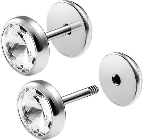 مقاييس كبيرة زوج 316L الجراحية الصلب 16 جرام مقياس 1.2 مللي متر 1/4 (6 مللي متر) المقابس وهمية كريستال الوهم ثقب المجوهرات الأذن الغشاش القرط الفص in Kuwait