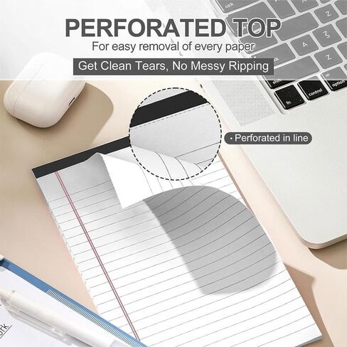 2Pcs Legal Pads(5" x 8"), 50 Sheets 80G Thick Lined Tear-Off Note Pads with Perforated Pages, Writing Pad Notepad for Home Office School Business, No Ink Bleeding, White in Saudi Arabia