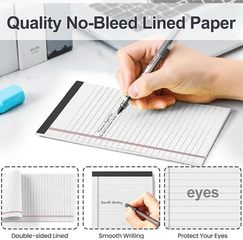 2Pcs Legal Pads(5" x 8"), 50 Sheets 80G Thick Lined Tear-Off Note Pads with Perforated Pages, Writing Pad Notepad for Home Office School Business, No Ink Bleeding, White in Saudi Arabia