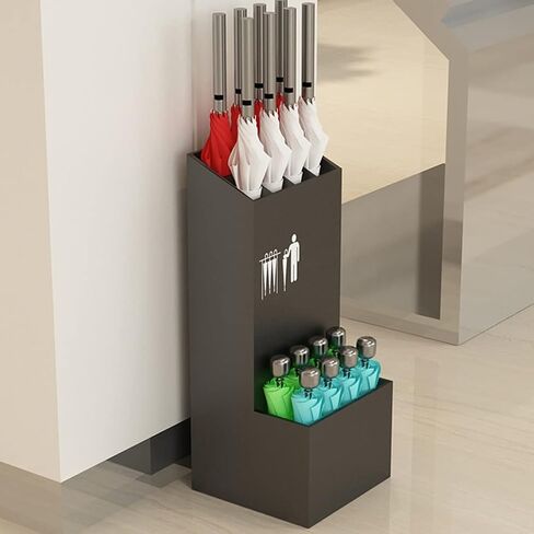 Large Capacity Umbrella Stand | Commercial Metal Umbrella Storage Rack | Hotel Lobby Umbrella Bucket (Color : Black, Size : 22x22x53cm) in Saudi Arabia