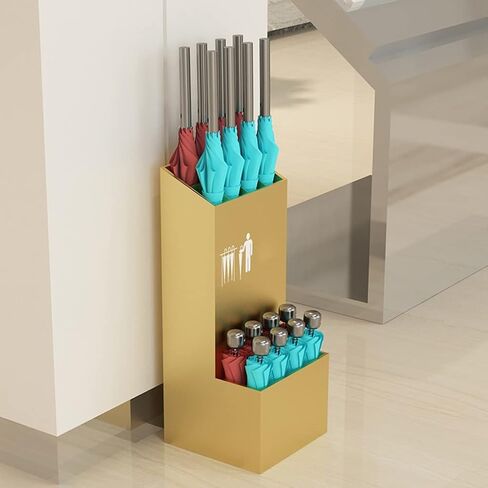 Large Capacity Umbrella Stand | Commercial Metal Umbrella Storage Rack | Hotel Lobby Umbrella Bucket (Color : Black, Size : 22x22x53cm) in Saudi Arabia