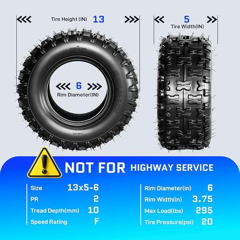 TRIBLE SIX 13x5-6 ATV/UTV Tires,13x5x6 All-Terrain Mud & Trail Tires,2PR,Tubeless,Set of 2 in Saudi Arabia