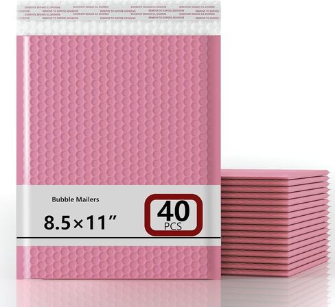8.5x11 Inch Bubble Mailer 40 Pack, Waterproof Padded Envelopes with Strong Self-Seal Adhesive, Cushioning Shipping Bags with Bright Color for Small Business - Pink in Saudi Arabia