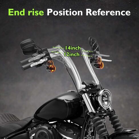 Mofun 14" ارتفاع المقود السلكي مسبقًا Ape Hangers 1-1/4" Fat 1" المشبك متوافق مع Harley Softail Street Bob 2011-2024 Sportster 883 1200 2011-2022 Dyna 2012-2017 Touring Road King 2015-في وقت لاحق، كروم in Saudi Arabia