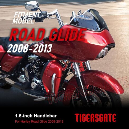 Pre-wired 12" Rise Road Glide Handlebars 1.5 Inch Meathook Ape Hangers for 2008-2013 Harley Road Glide（Black） in Saudi Arabia
