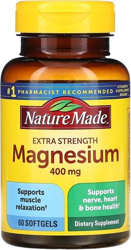 Nature Made Extra Strength Magnesium Oxide 400 mg, Dietary Supplement for Muscle, Nerve, Bone and Heart Support, 60 Softgels, in Saudi Arabia