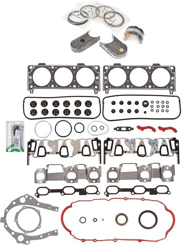 Evergreen SA-9761229312-7 Full Gasket Set Bearings Rings Compatible With/For 05-09 Chevrolet Pontiac 3.4L OHV in Saudi Arabia