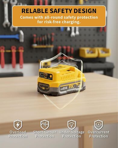 2 حزمة محول بطارية USB يناسب بطاريات ديوالت 20 فولت كحد أقصى، حامل بطارية مع منافذ شحن سريعة لمخرج USB ونوع C للتخييم، والسفر، والعمل الداخلي في الهواء الطلق (محول فقط) in Kuwait