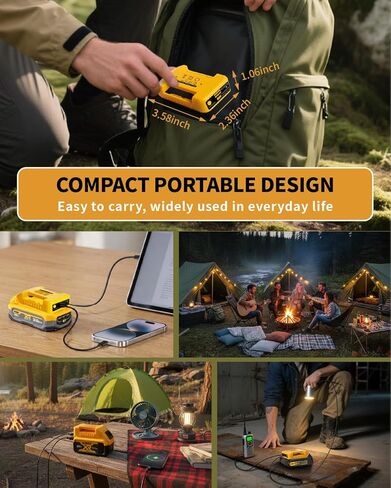 2 حزمة محول بطارية USB يناسب بطاريات ديوالت 20 فولت كحد أقصى، حامل بطارية مع منافذ شحن سريعة لمخرج USB ونوع C للتخييم، والسفر، والعمل الداخلي في الهواء الطلق (محول فقط) in Kuwait