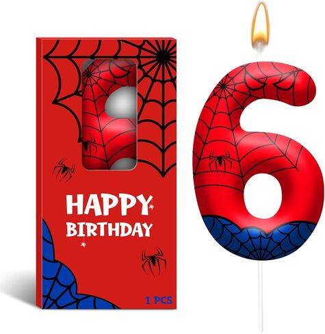 شموع عيد ميلاد على شكل عنكبوت رقم 3 باللون الأحمر والأزرق العنكبوت على شكل شبكة عنكبوت لتزيين الكيك، شموع لتزيين الحفلات وحفلات أعياد الميلاد (رقم 3) in Kuwait