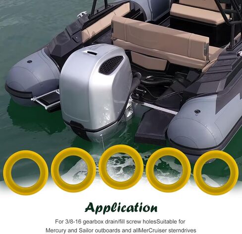 5 عبوات 26-830749 حشوات ختم سدادة تصريف علبة التروس، حشوات زيت تروس الوحدة السفلية، حشوات غسالة الختم المتوافقة مع Mercury Marine، Mercruiser (5) in Kuwait