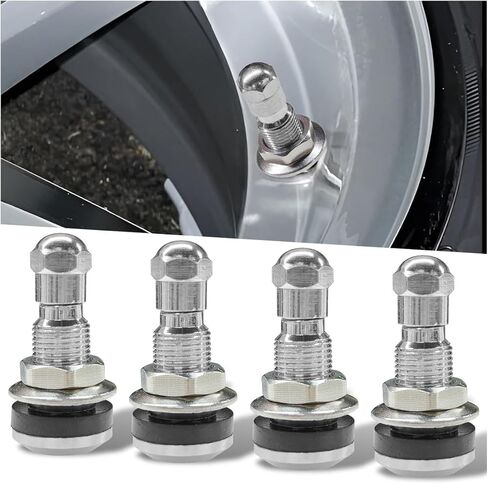 4 قطع من سيقان صمام إطارات السيارة TR-416-S، ساق صمام إطار السيارة بدون أنبوب عالي الضغط، ساق صمامات معدنية ومطاطية للتركيب الخارجي تناسب فتحات حافة 0.453 بوصة و0.625 بوصة in Saudi Arabia