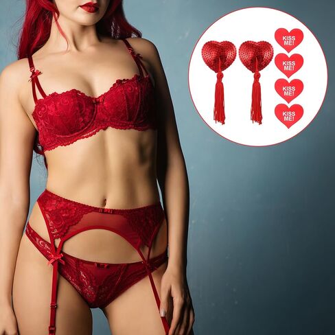 Nipple Covers for Women Breast Pasties Reusable Heart-Shaped Breast Covers Breasts Bra with Sequins Tassel Self-Adhesive No Show Nipple Cover Stickers with Words Christmas Red in Saudi Arabia
