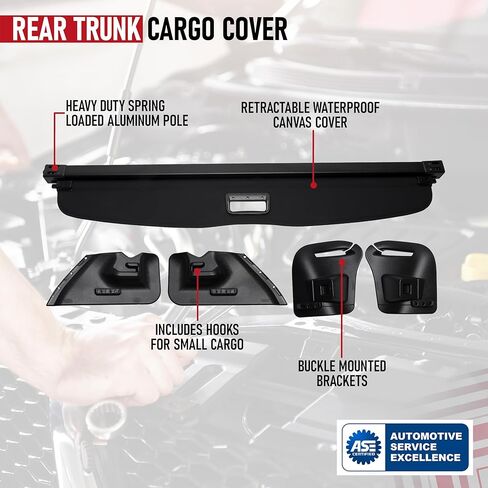 Cargo Cover Rear Trunk by AA Ignition - Compatible with Tesla Model Y 2020, 2021 & 2022 - Retractable Cargo Security Cover - Black Shield Cover Shade - Privacy in Saudi Arabia