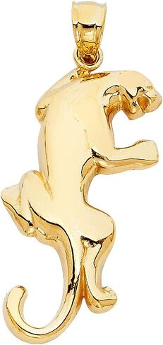 Solid 14k Yellow Gold Puma Pendant Big Cat Cougar Charm Polished Finish Animal Design 31 x 18 mm in Saudi Arabia