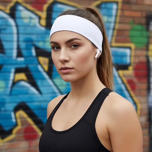 Grevosea 3 Pcs Elastic Headbands for Women, Stretchy Fabric Workout Headbands Sweat Hairbands Sports Aesthetic Hair Bands for Working Out Cycling Biking Gym Yoga Running (Black, Pink, White) in Saudi Arabia