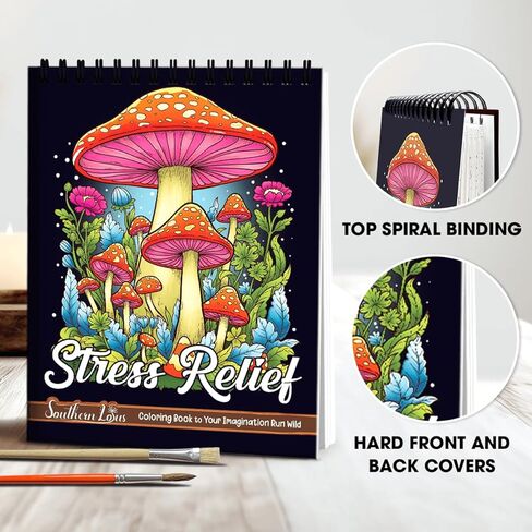 Stress Relief Spiral Coloring Book for Adults Women Girls Hardcover Floral Patterns Animals Themes Aesthetic Illustrations Relaxing Large Print Pages Relieve Anxiety Mindfulness in Kuwait