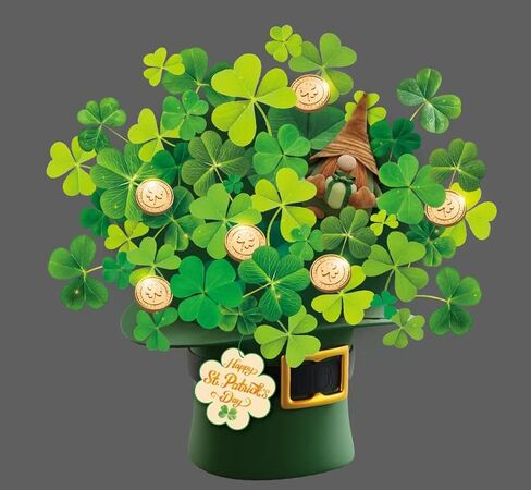Tcamp St Patricks Day Cards with Music and Lights, Green Hat, Shamrocks, Gnomes, Gold Coins Pop Up Card, St Patricks Day Gifts for Kids Women Man in Saudi Arabia