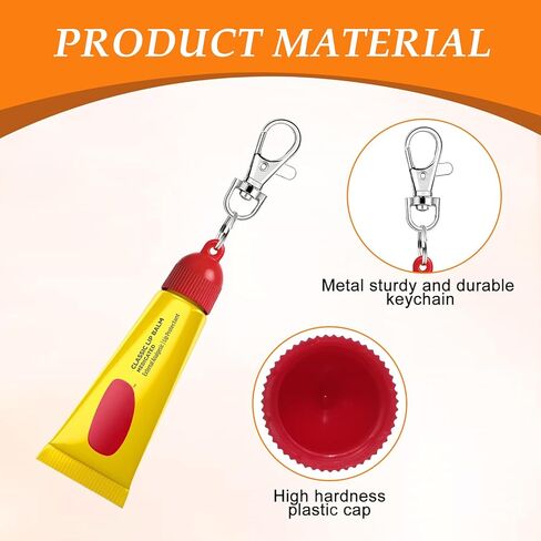 حامل سلسلة مفاتيح مكون من 4 عبوات متوافق مع Carmex - 2 غطاء بديل لبلسم الشفاه أحمر + 2 أبيض، سلسلة مفاتيح محمولة مانعة للتسرب متوافقة مع Carmex Classic 0.35 أونصة in Kuwait