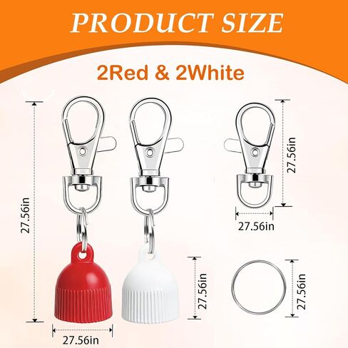 حامل سلسلة مفاتيح مكون من 4 عبوات متوافق مع Carmex - 2 غطاء بديل لبلسم الشفاه أحمر + 2 أبيض، سلسلة مفاتيح محمولة مانعة للتسرب متوافقة مع Carmex Classic 0.35 أونصة in Kuwait