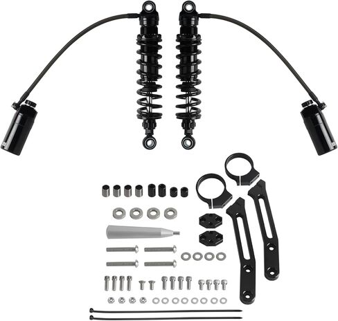 Remote Reservoir Rear Suspension Adjustable Shocks for Harley Touring Road King Electra Street Road Glide 2014+ (Gold) in Kuwait