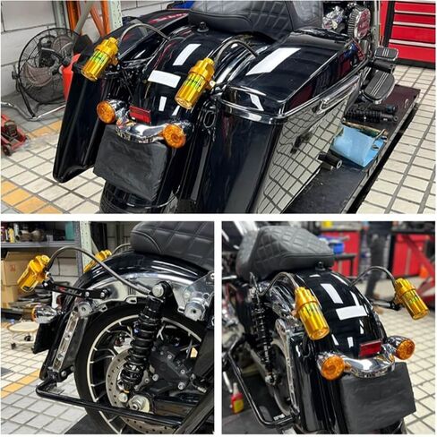 نظام تعليق خلفي للخزان عن بعد قابل للتعديل للصدمات لدراجة Harley Touring Road King Electra Street Road Glide 2014+ (ذهبي) in Kuwait