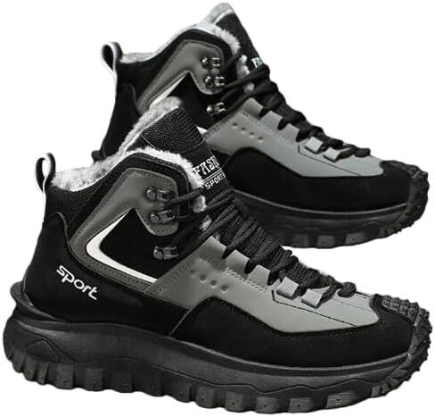 Men's Winter Hiking Boots, Warm Fleece Lined Snow Boots for Outdoor Trekking, Non - Slip Waterproof Ankle Boots for Cold Weather Adventures in Saudi Arabia