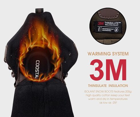 Snow Boots for Men Insulated Waterproof Winter Boots Outdoor Boot for Cold Weather Dark Brown Size 13 in Kuwait