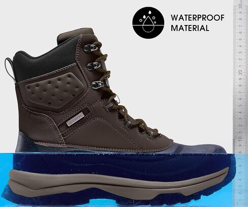 Snow Boots for Men Insulated Waterproof Winter Boots Outdoor Boot for Cold Weather Dark Brown Size 13 in Kuwait