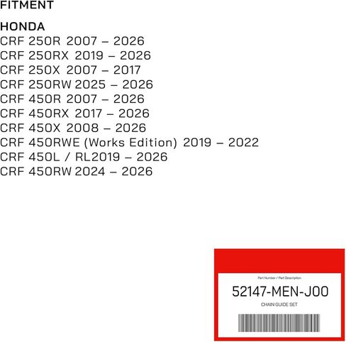 HRC Facory Edition حماية دليل السلسلة الخلفية لهوندا CRF250R CRF250RX CRF450R CRF450RX CRF450X 2007-2026 | يستبدل جزء OEM 52147-MEN-J00 و52146-MKE-A01 in Saudi Arabia