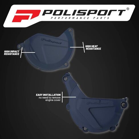 Polisport Motocross Motorcycles (MX) Engine Covers Protector Kit for Husqvarna FE 450/501 (2014-2016) & KTM EXC/XCW 450/500 (2013-2016) Dirt Bikes - Durable PA6 Plastic Protection - Blue in Saudi Arabia
