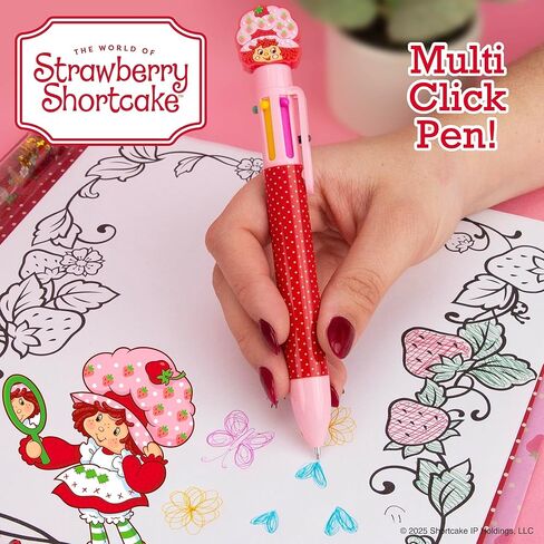 Strawberry Shortcake™ Multi-Click Pen, 6-Color Retractable Ballpoint with Strawberry Shortcake Topper – Cute Stationery Gift for Kids Ages 6 and Up in Saudi Arabia