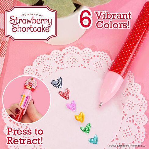 Strawberry Shortcake™ Multi-Click Pen, 6-Color Retractable Ballpoint with Strawberry Shortcake Topper – Cute Stationery Gift for Kids Ages 6 and Up in Saudi Arabia