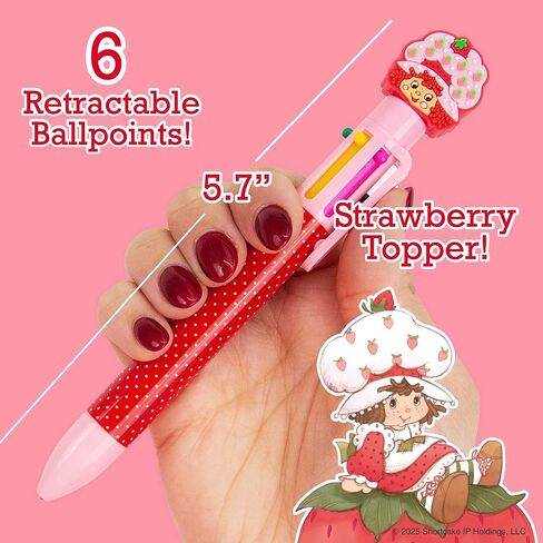 Strawberry Shortcake™ Multi-Click Pen, 6-Color Retractable Ballpoint with Strawberry Shortcake Topper – Cute Stationery Gift for Kids Ages 6 and Up in Saudi Arabia