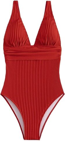 Elegant Women's Backless One-Piece Swimsuit Monokini - Solid Red Swimwear for Beach & Vacation 2026 in Saudi Arabia