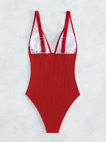 Elegant Women's Backless One-Piece Swimsuit Monokini - Solid Red Swimwear for Beach & Vacation 2026 in Saudi Arabia