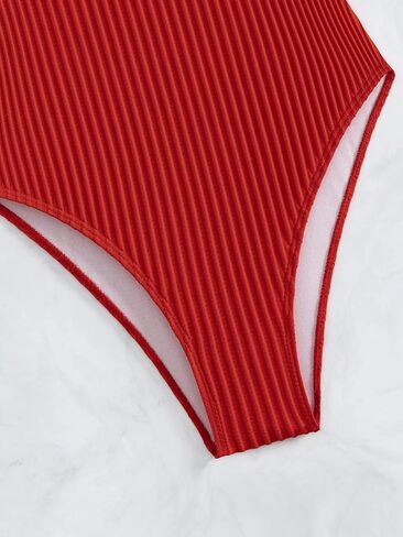 Elegant Women's Backless One-Piece Swimsuit Monokini - Solid Red Swimwear for Beach & Vacation 2026 in Saudi Arabia