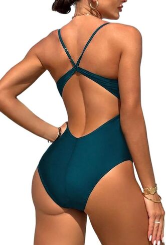 Womens Spaghetti Strap Backless Cutout Monokini Swimwear Sexy One-Piece Swimsuit for Beach & Vacation in Saudi Arabia